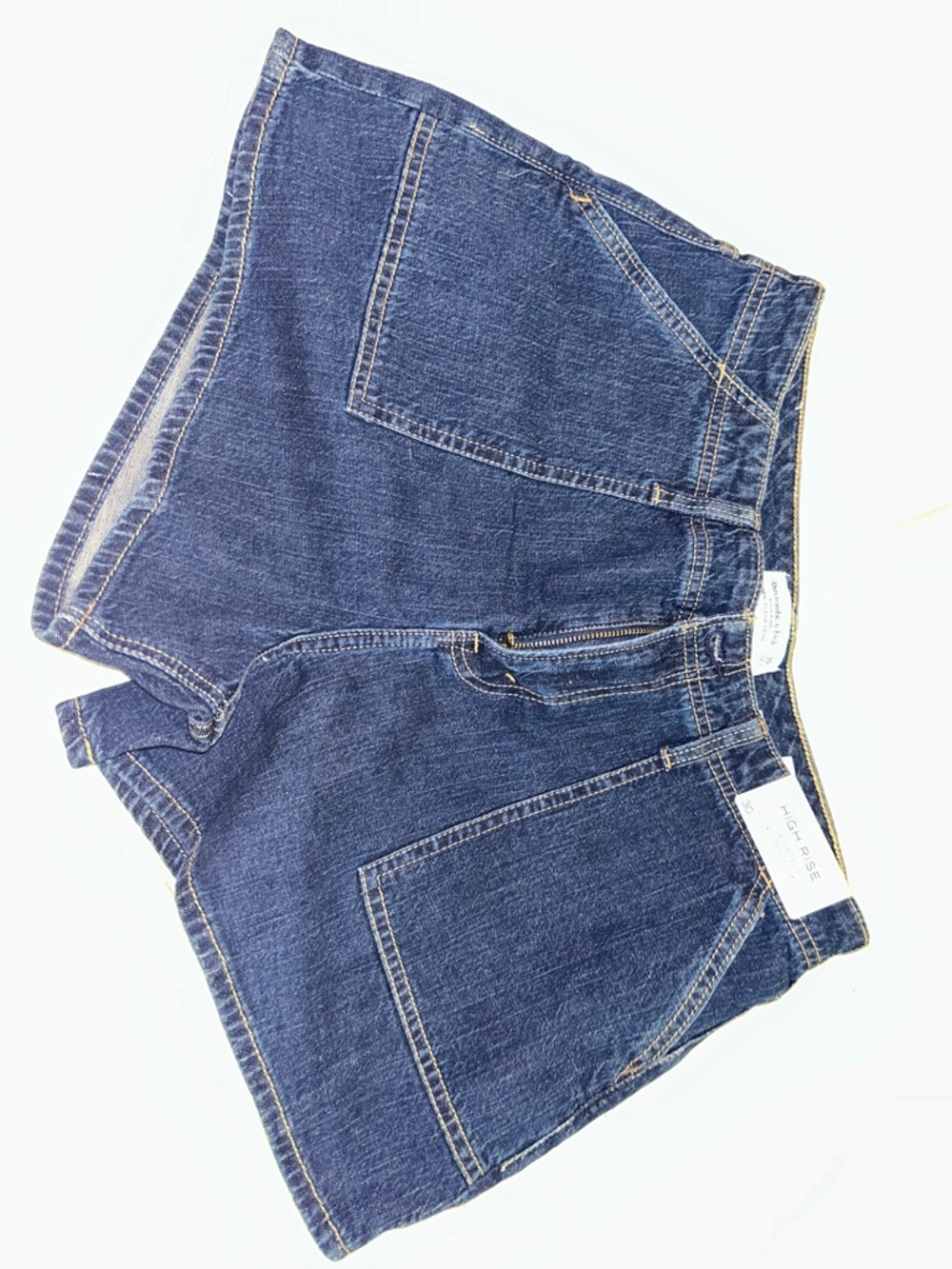 Abercrombie & Fitch Dark Blue High-Rise Denim Shorts